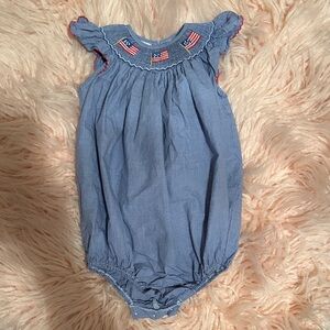 Edgehill Collection from Dillards Blue Baby Romper with Flag Detail